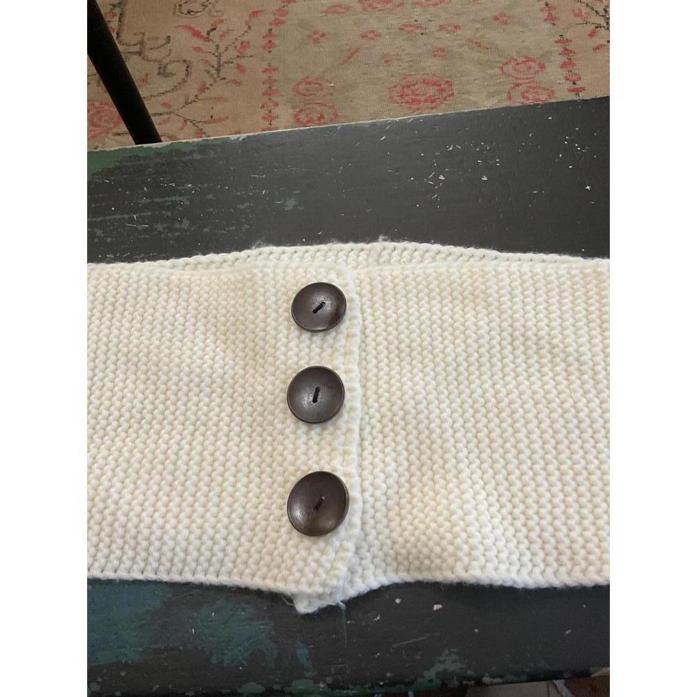 Cozy Handmade White Knit Neck Warmer with Buttons
